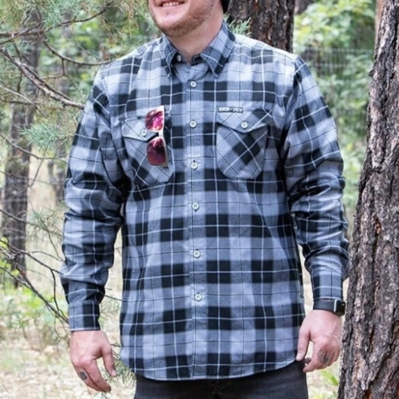 Dixxon × V-Twin Visionary Men's Long Sleeve Flannel Plaid Grey 2X